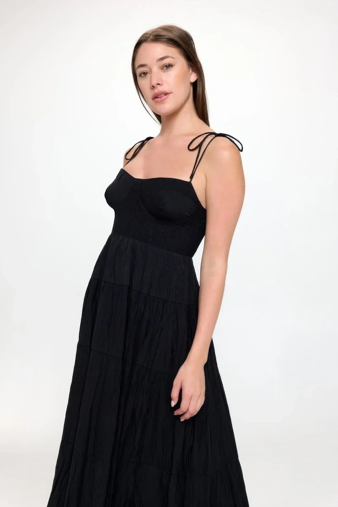 Solid Smocked Ruffle Maxi Dress | Mixtshop LLC