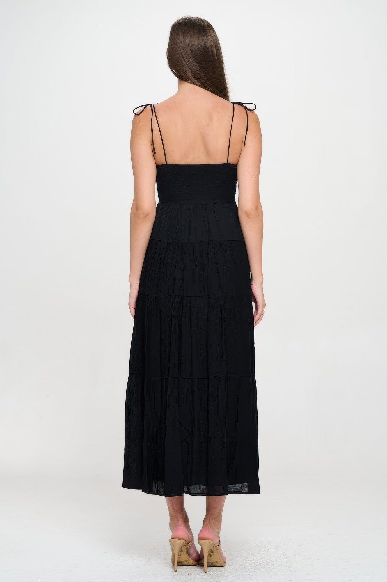 Solid Smocked Ruffle Maxi Dress | Mixtshop LLC