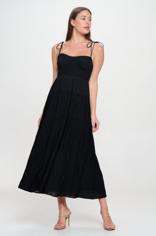 Solid Smocked Ruffle Maxi Dress | Mixtshop LLC