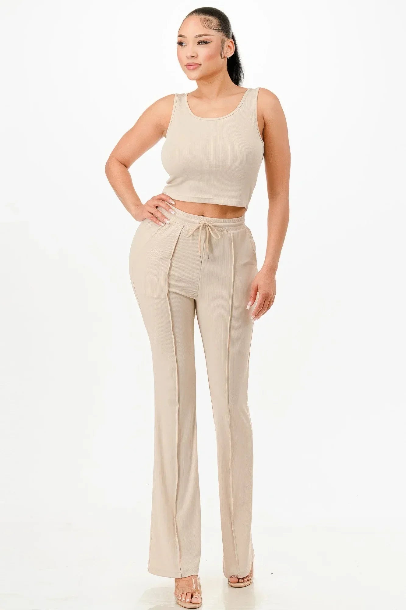 Ribbed Tank Top And Pant Set | Mixtshop LLC