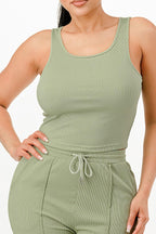 Ribbed Tank Top And Pant Set | Mixtshop LLC