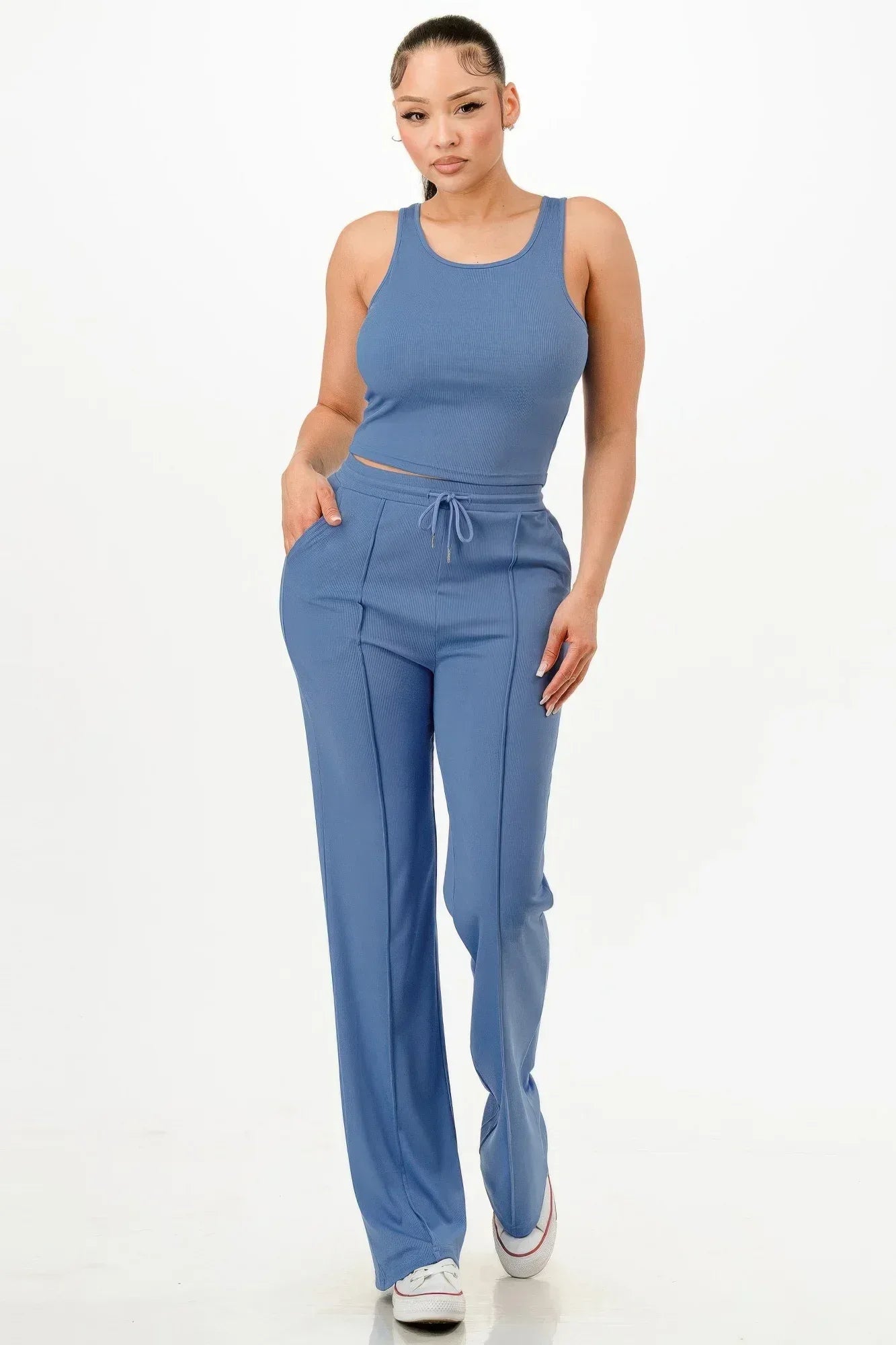Ribbed Tank Top And Pant Set Secondary image