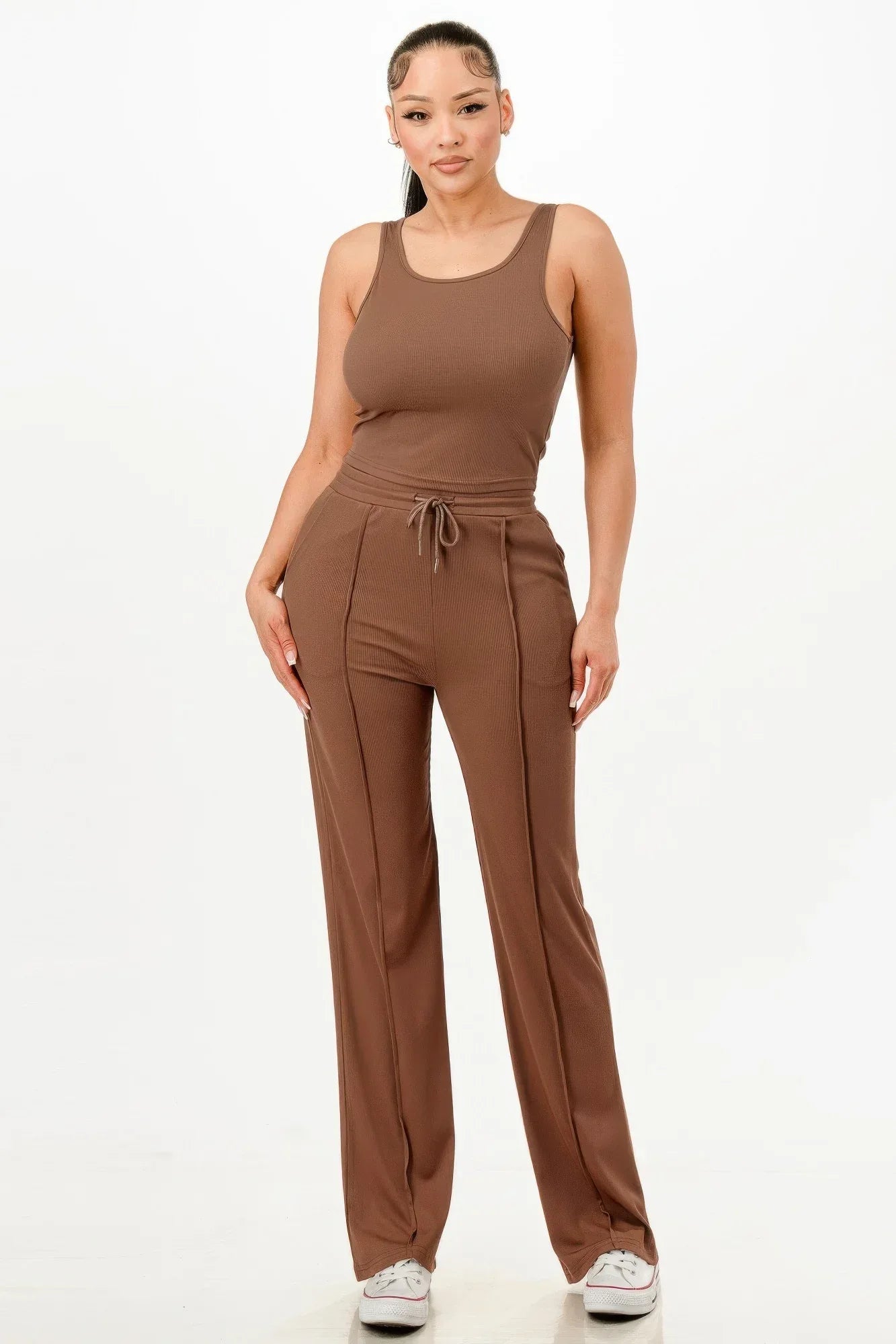 Ribbed Tank Top And Pant Set | Mixtshop LLC Main image