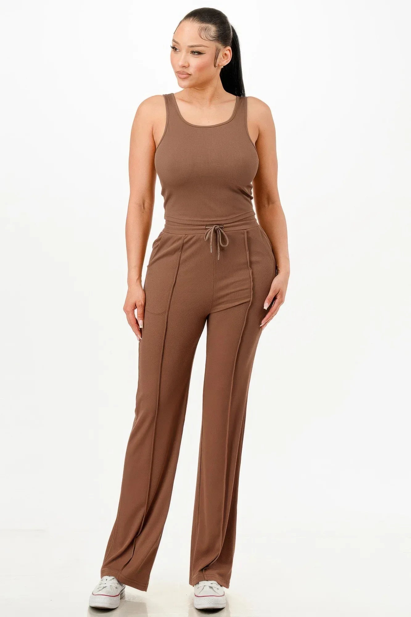 Ribbed Tank Top And Pant Set Secondary image