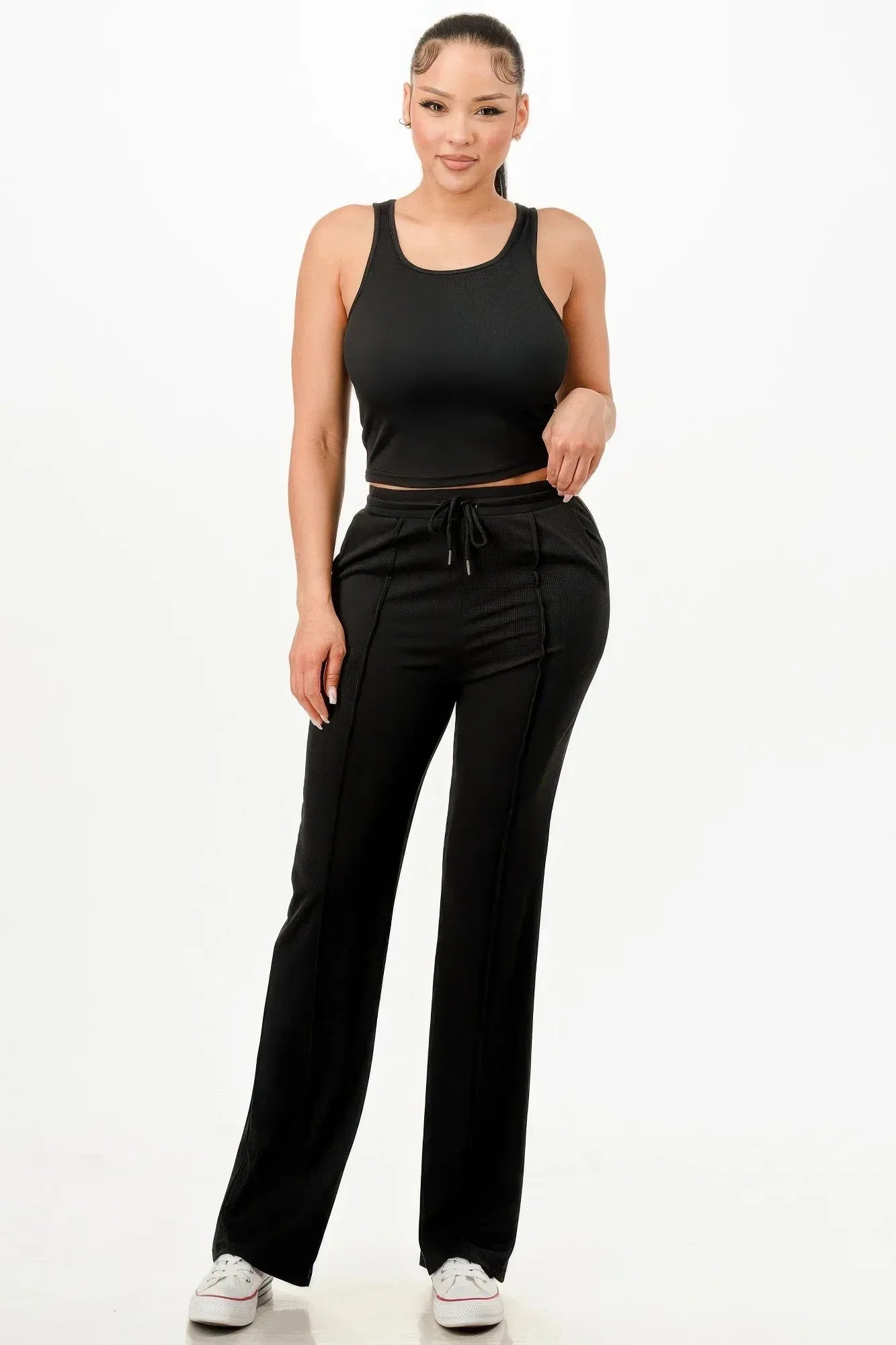 Ribbed Tank Top And Pant Set Secondary image