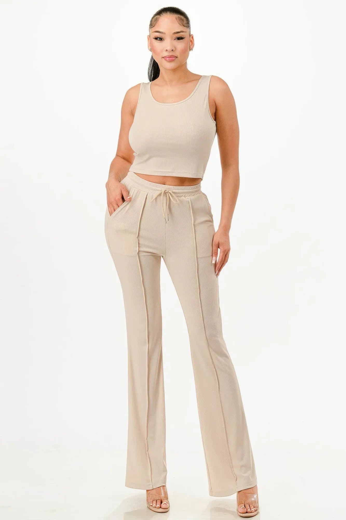 Ribbed Tank Top And Pant Set Secondary image