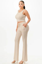 Ribbed Tank Top And Pant Set | Mixtshop LLC