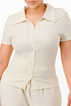 Textured Polo Top And Pants Set | Mixtshop LLC