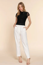 Short Cap Slv High Neck 2 Ply Mesh Top | Mixtshop LLC