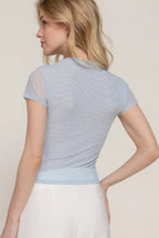 Short Cap Slv High Neck 2 Ply Mesh Top | Mixtshop LLC