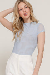 Short Cap Slv High Neck 2 Ply Mesh Top | Mixtshop LLC