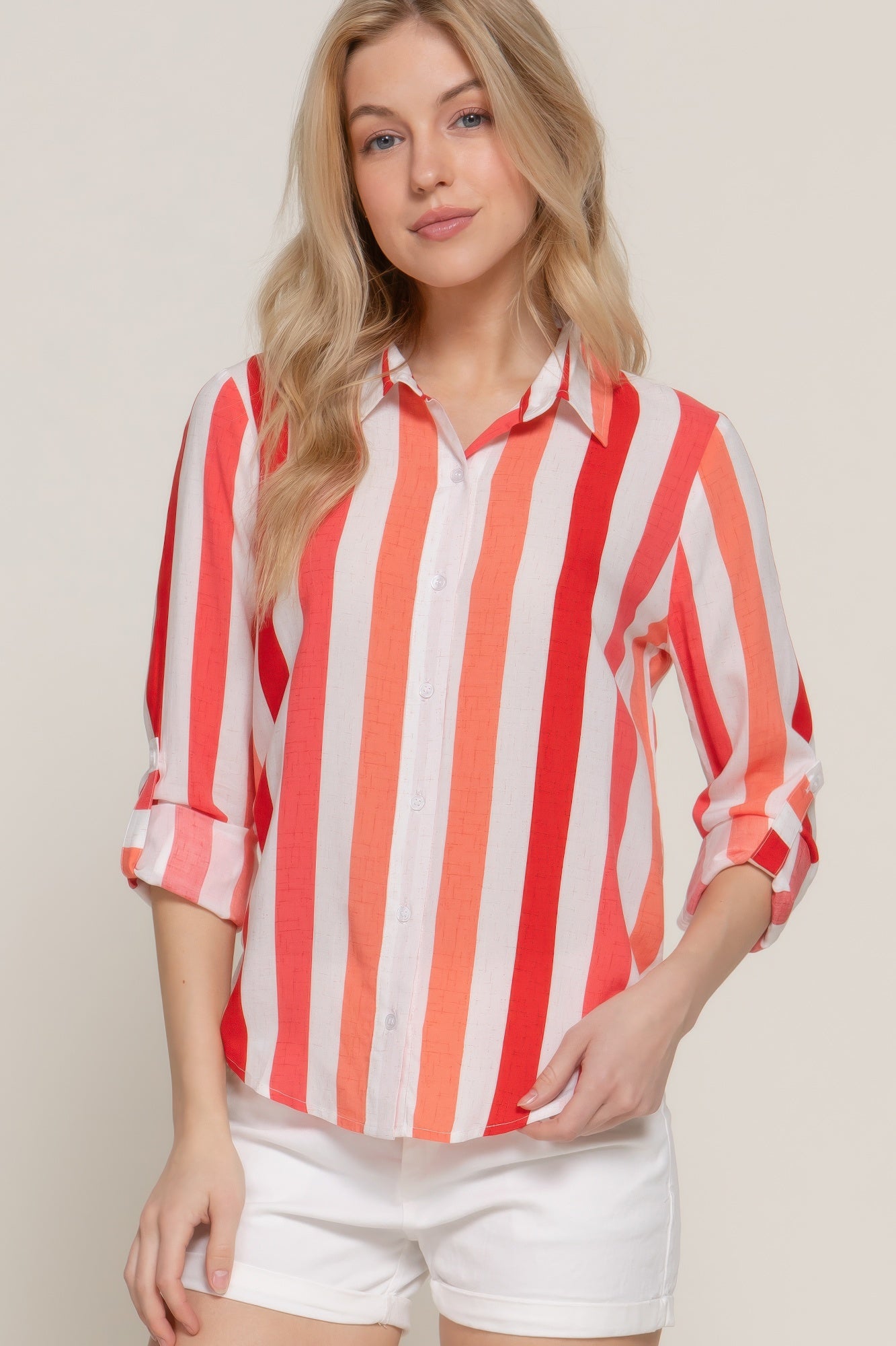 Long Slv Wide Stripe Woven Shirt | Mixtshop LLC