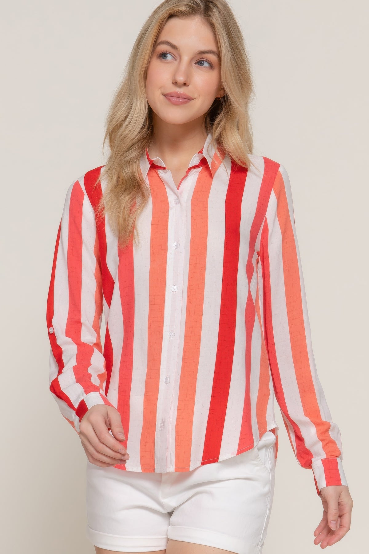 Long Slv Wide Stripe Woven Shirt | Mixtshop LLC