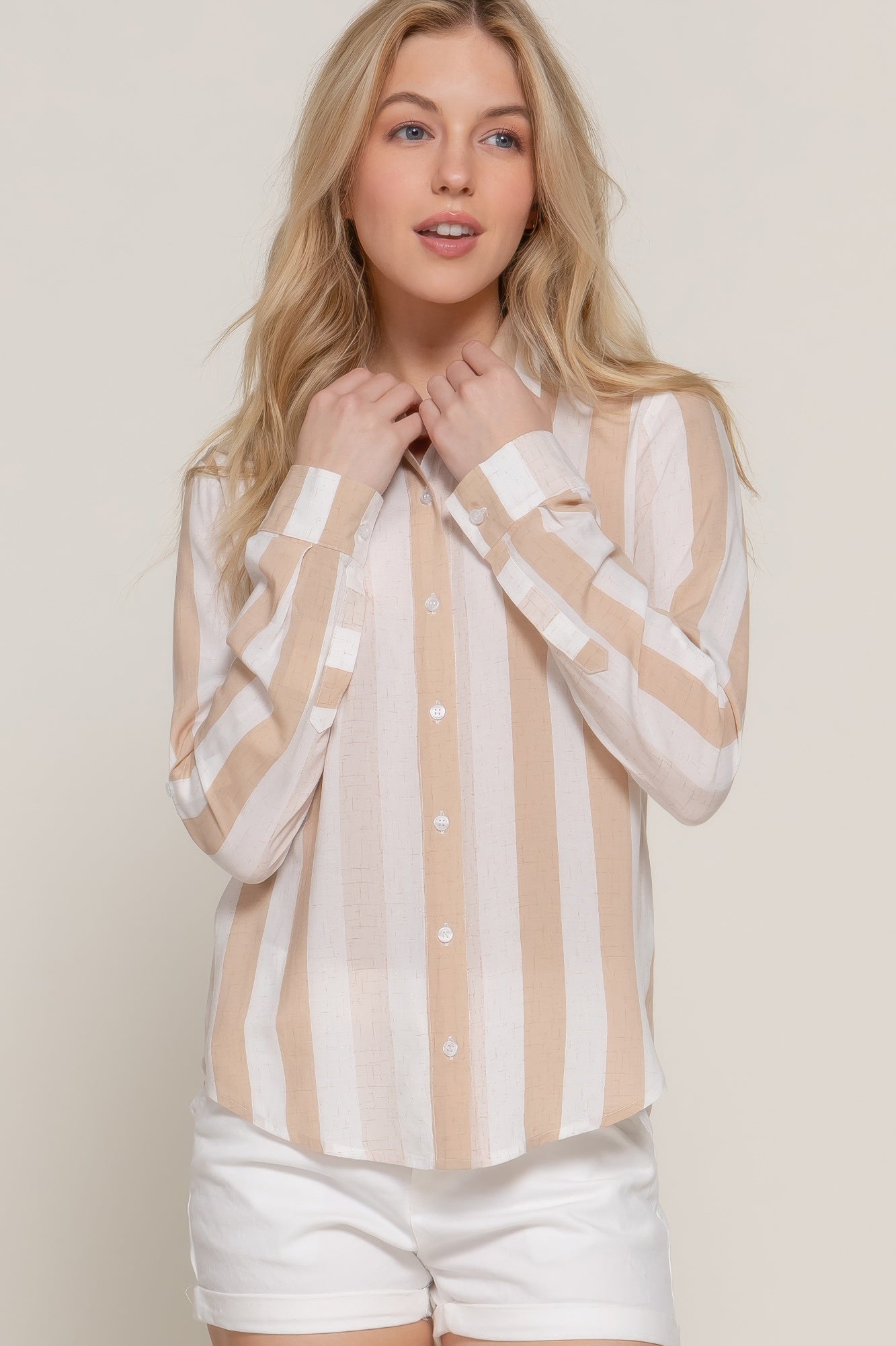 Long Slv Wide Stripe Woven Shirt | Mixtshop LLC