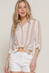 Long Slv Wide Stripe Woven Shirt | Mixtshop LLC