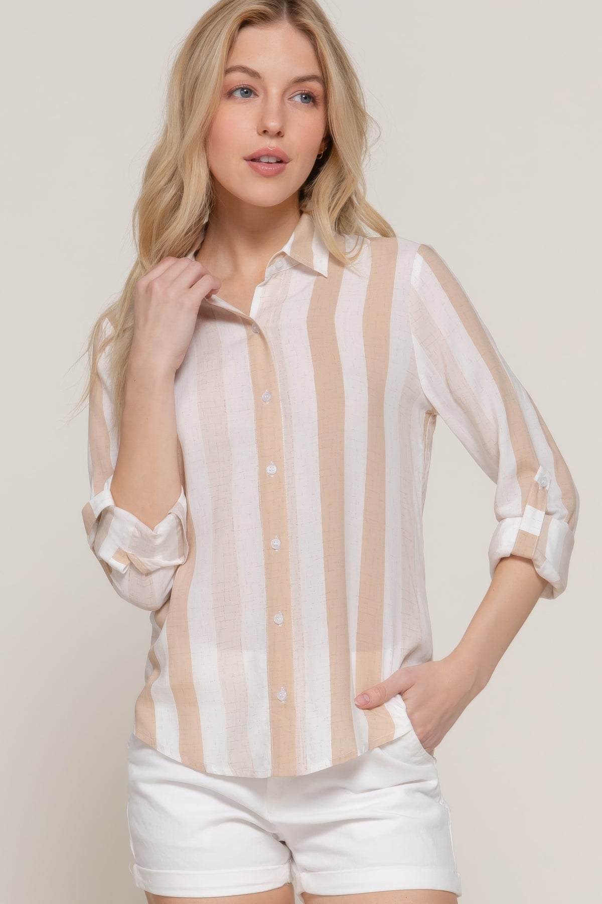 Long Slv Wide Stripe Woven Shirt | Mixtshop LLC