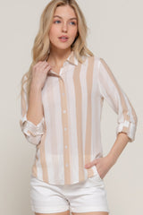 Long Slv Wide Stripe Woven Shirt | Mixtshop LLC