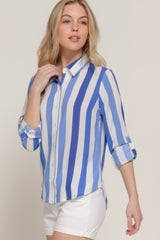 Long Slv Wide Stripe Woven Shirt | Mixtshop LLC