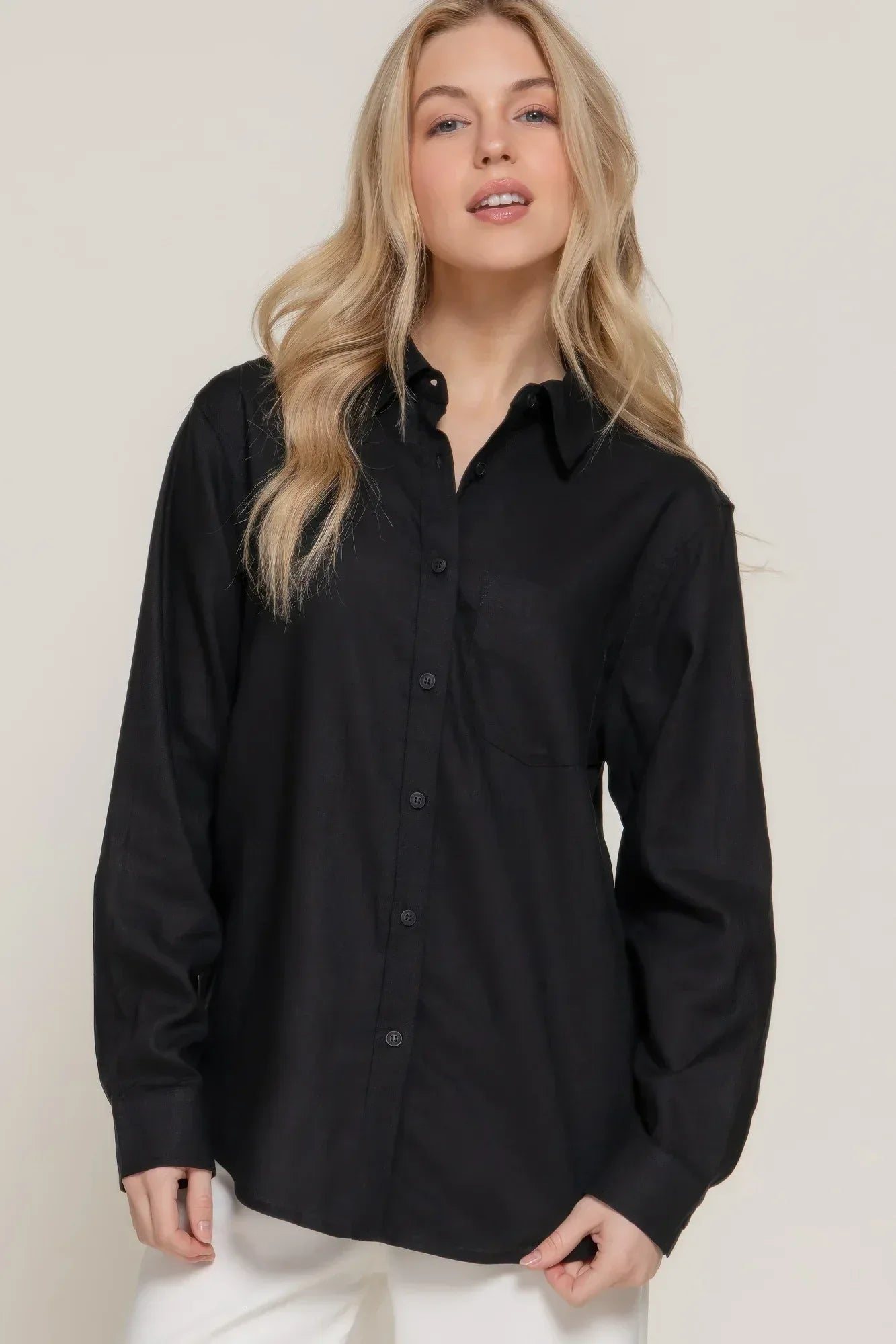 Long Sleeve Linen Blend Shirt | Mixtshop LLC
