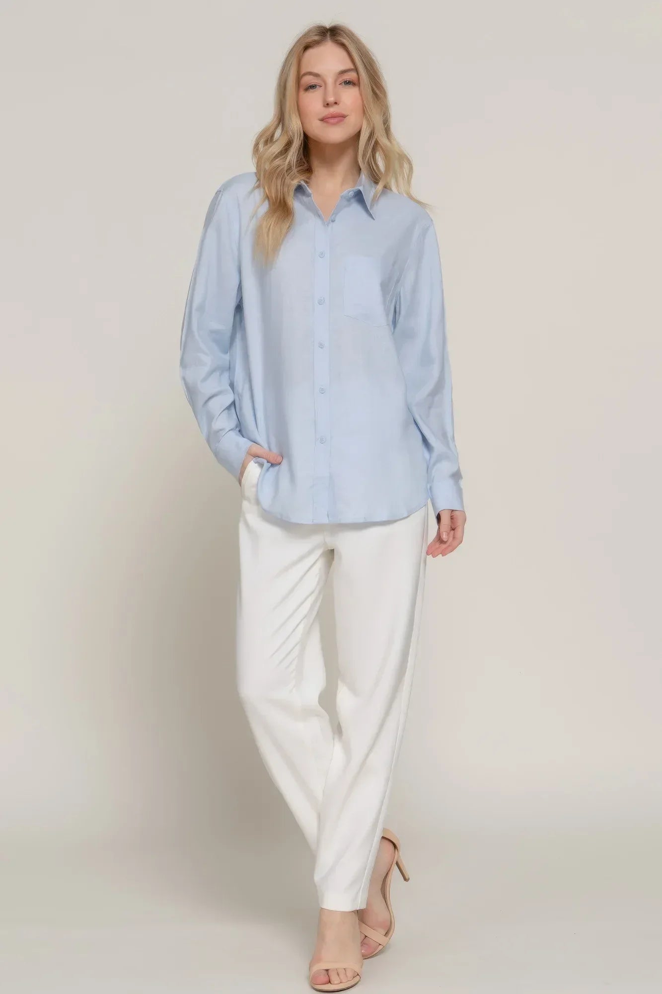 Long Sleeve Linen Blend Shirt Secondary image
