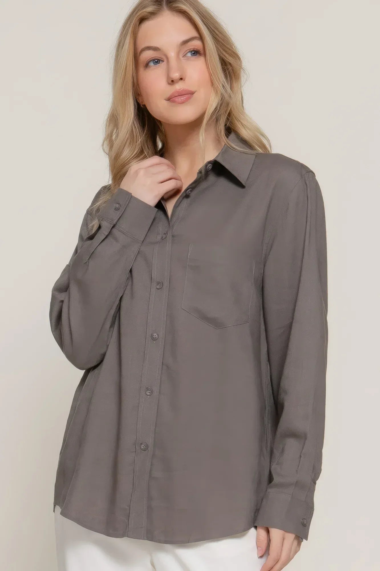 Long Sleeve Linen Blend Shirt | Mixtshop LLC