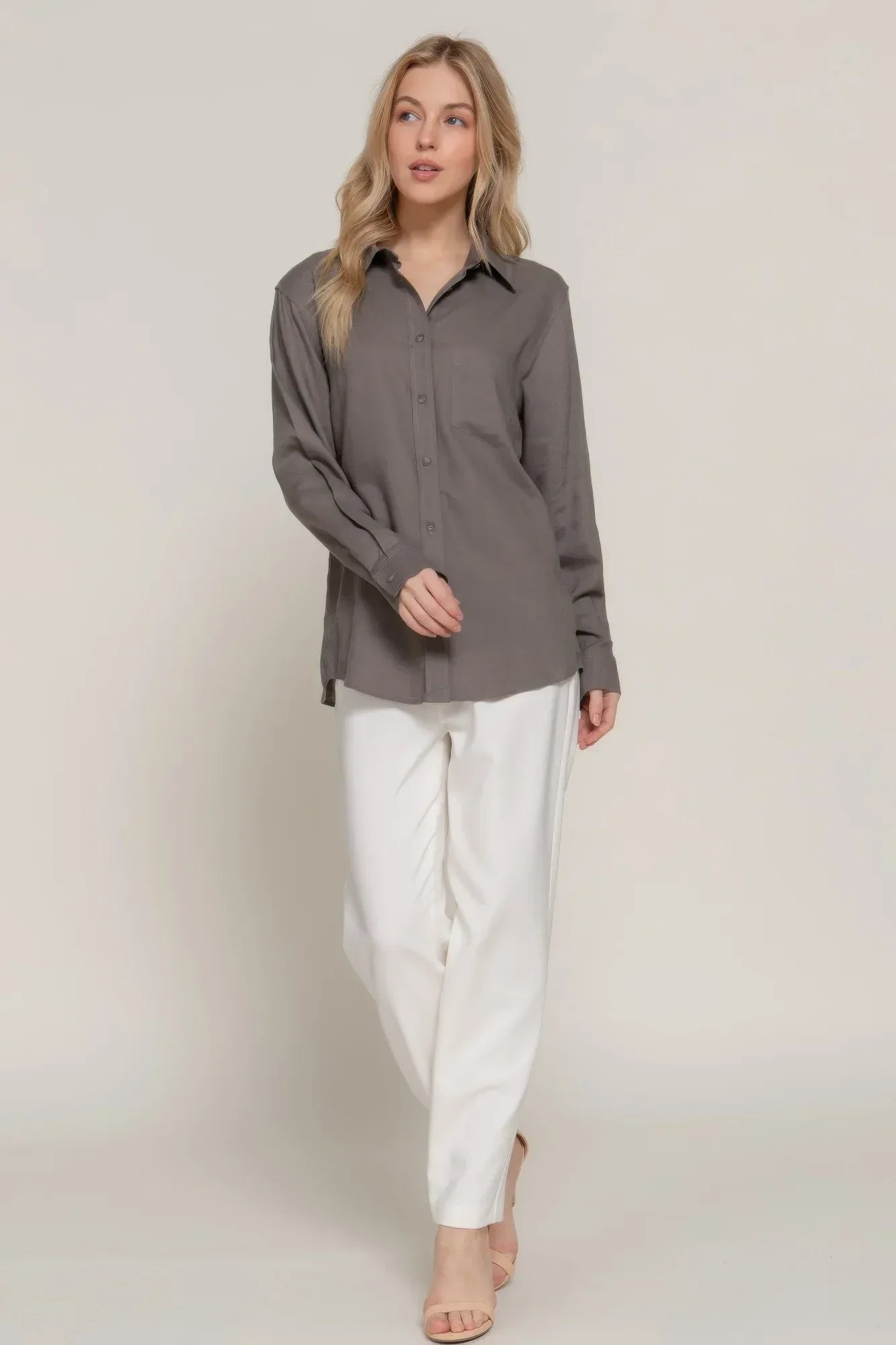 Long Sleeve Linen Blend Shirt Secondary image