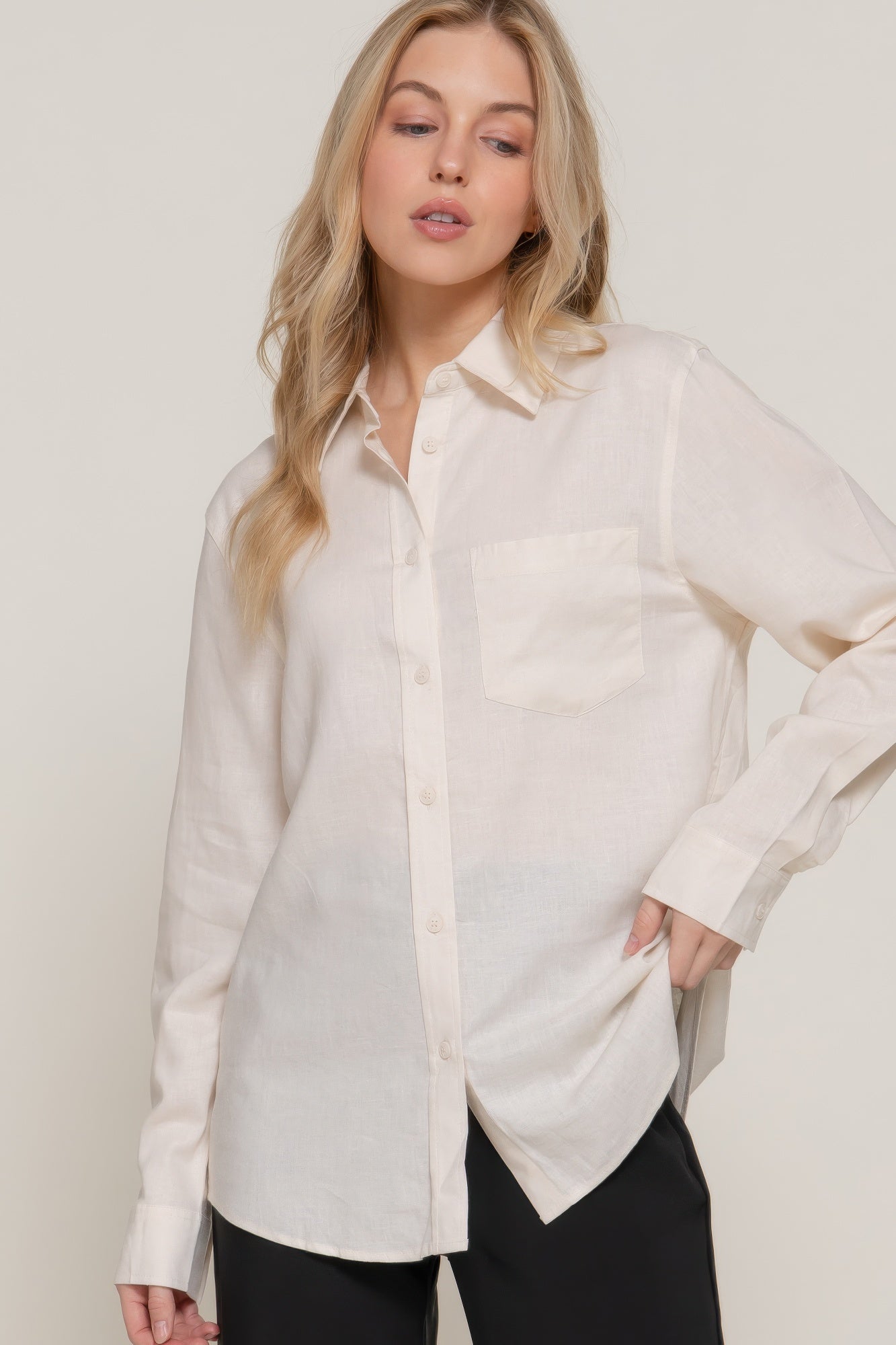 Long Sleeve Linen Blend Shirt | Mixtshop LLC