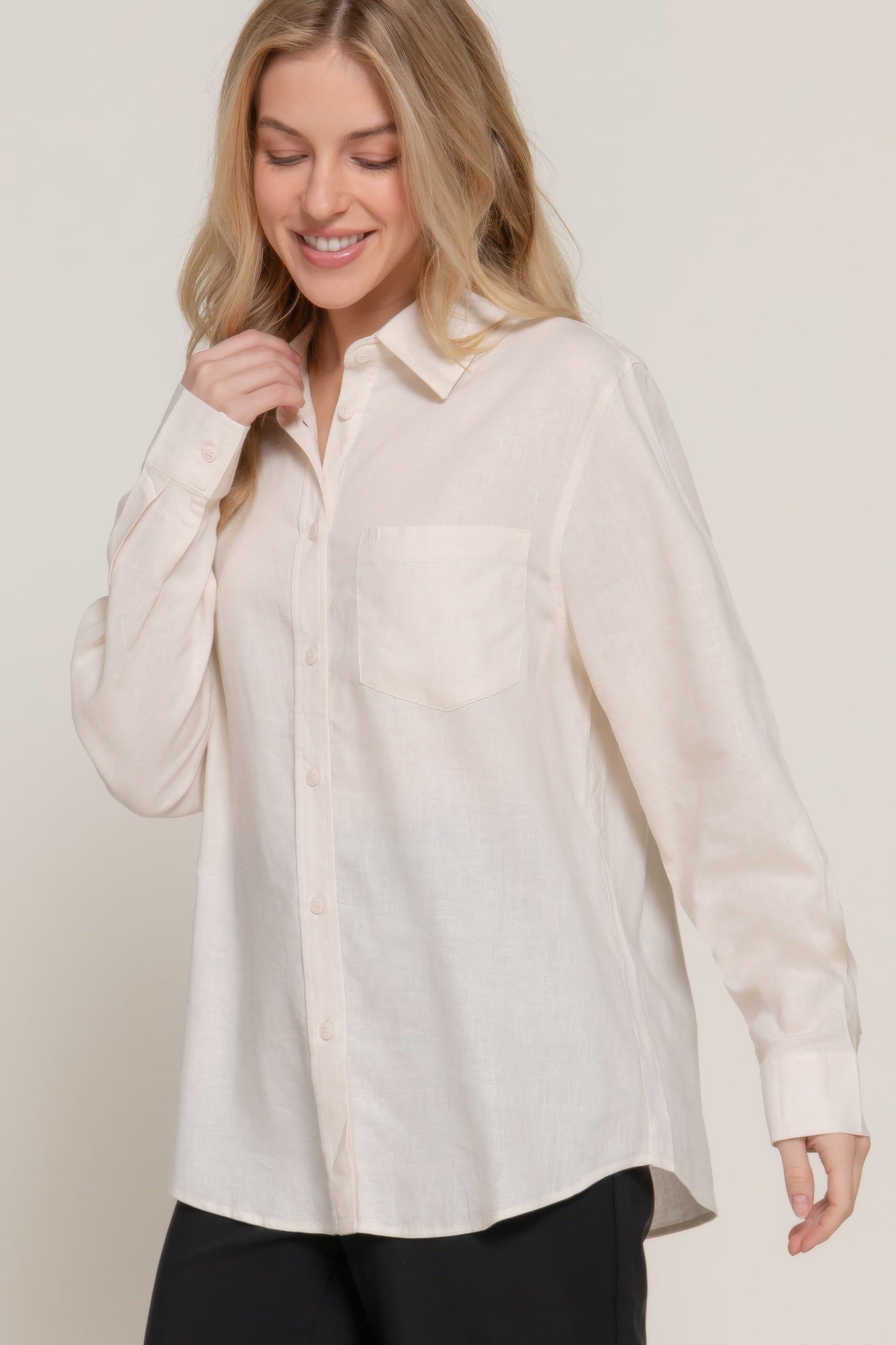 Long Sleeve Linen Blend Shirt | Mixtshop LLC