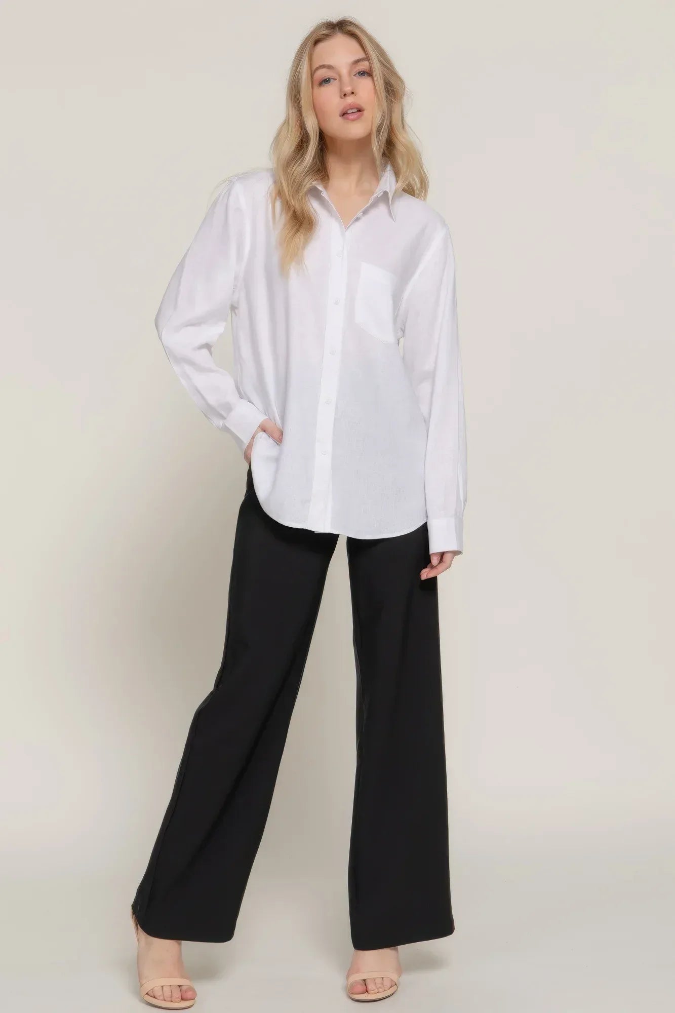 Long Sleeve Linen Blend Shirt Secondary image