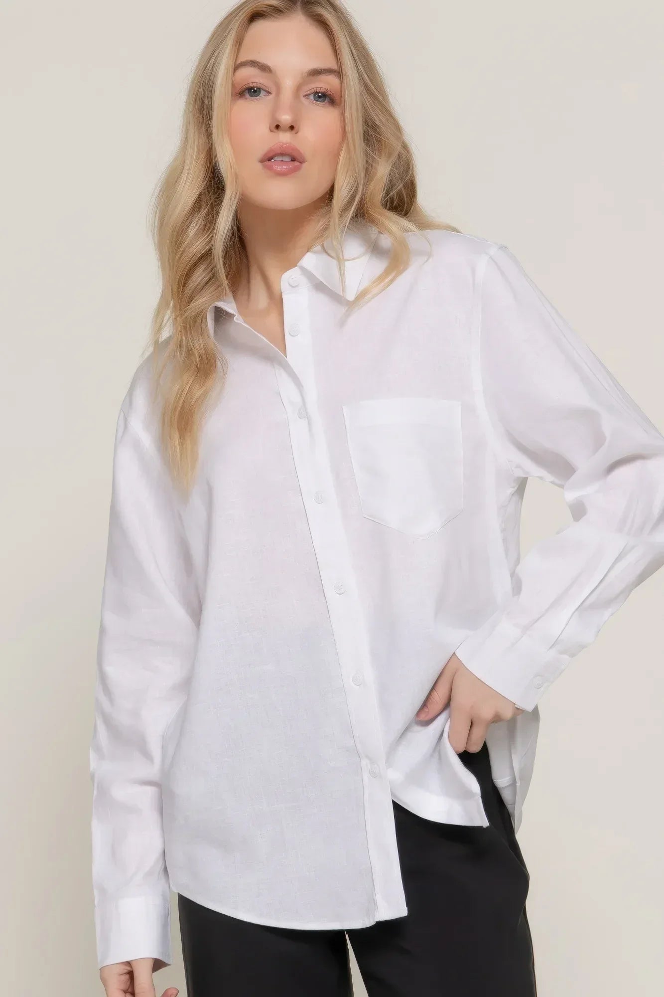 Long Sleeve Linen Blend Shirt | Mixtshop LLC