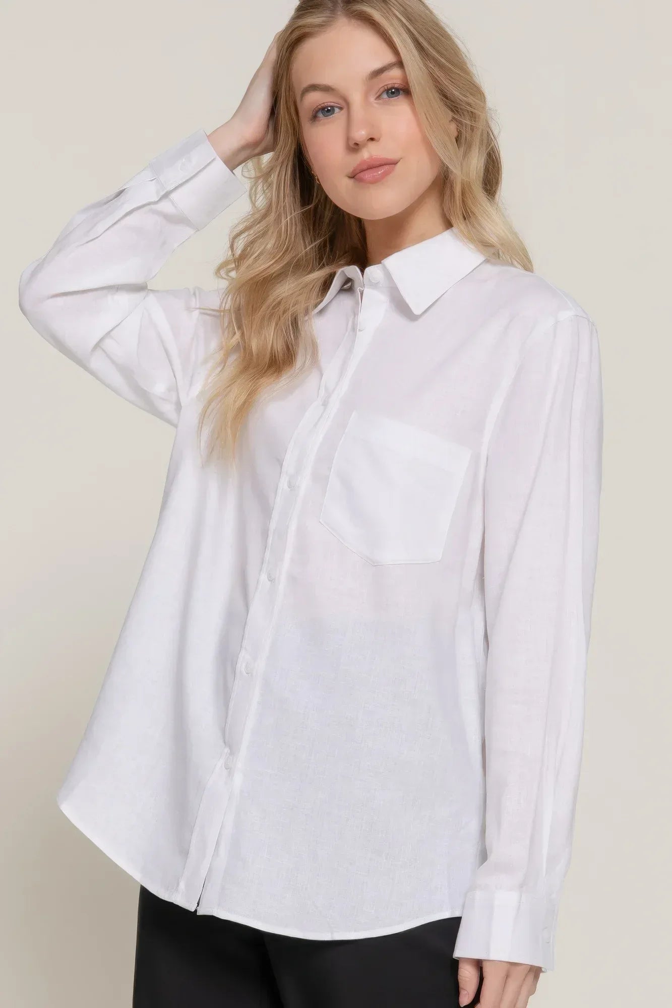 Long Sleeve Linen Blend Shirt | Mixtshop LLC