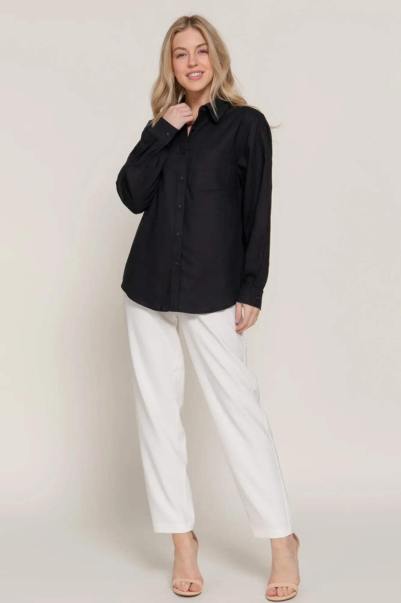 Long Sleeve Linen Blend Shirt Secondary image