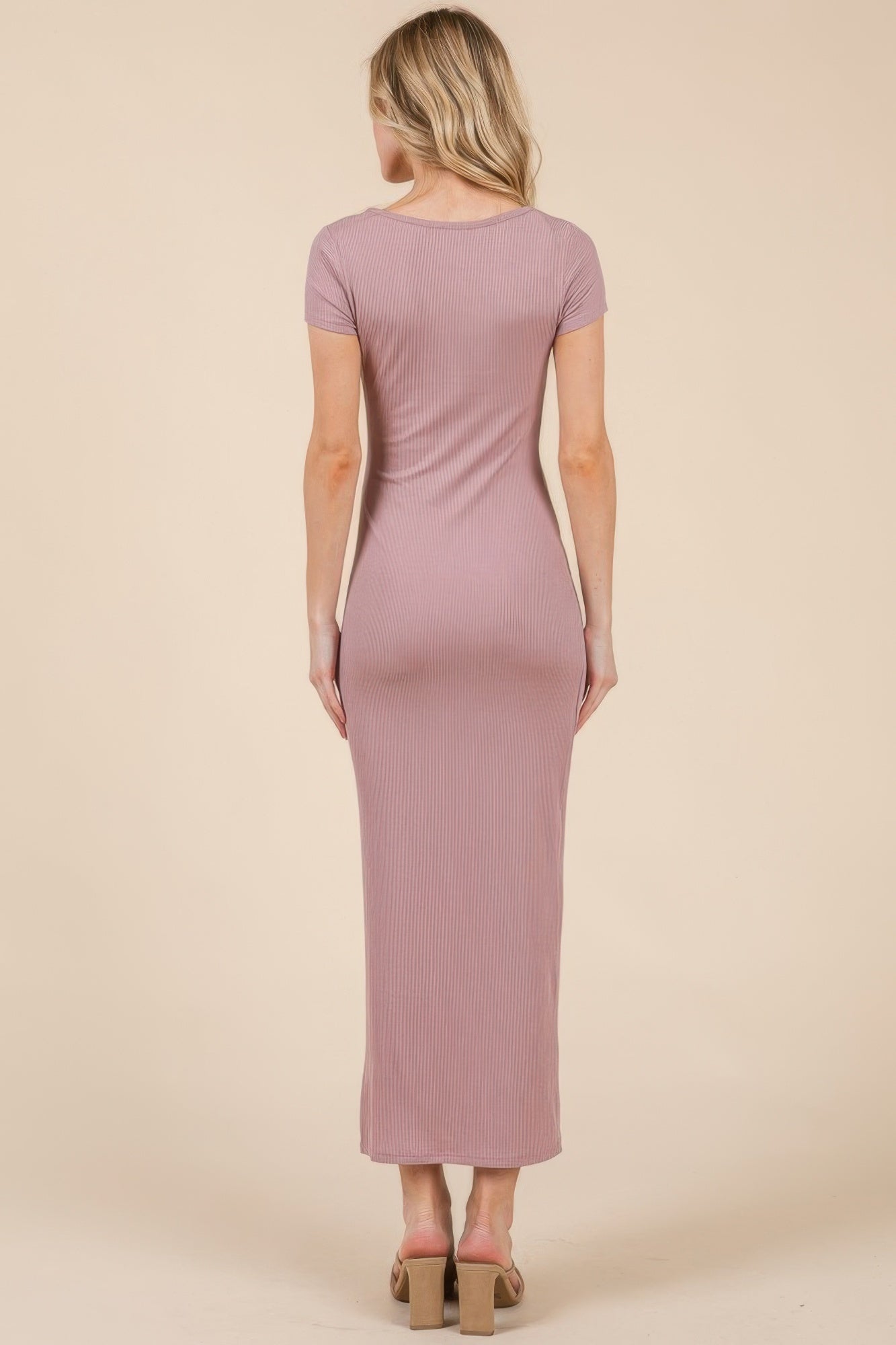 Square Scoop Neck Side Slit Maxi Dress | Mixtshop LLC