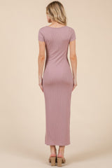 Square Scoop Neck Side Slit Maxi Dress | Mixtshop LLC