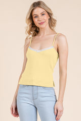 Pointelle W/lace Detail Cami Top | Mixtshop LLC