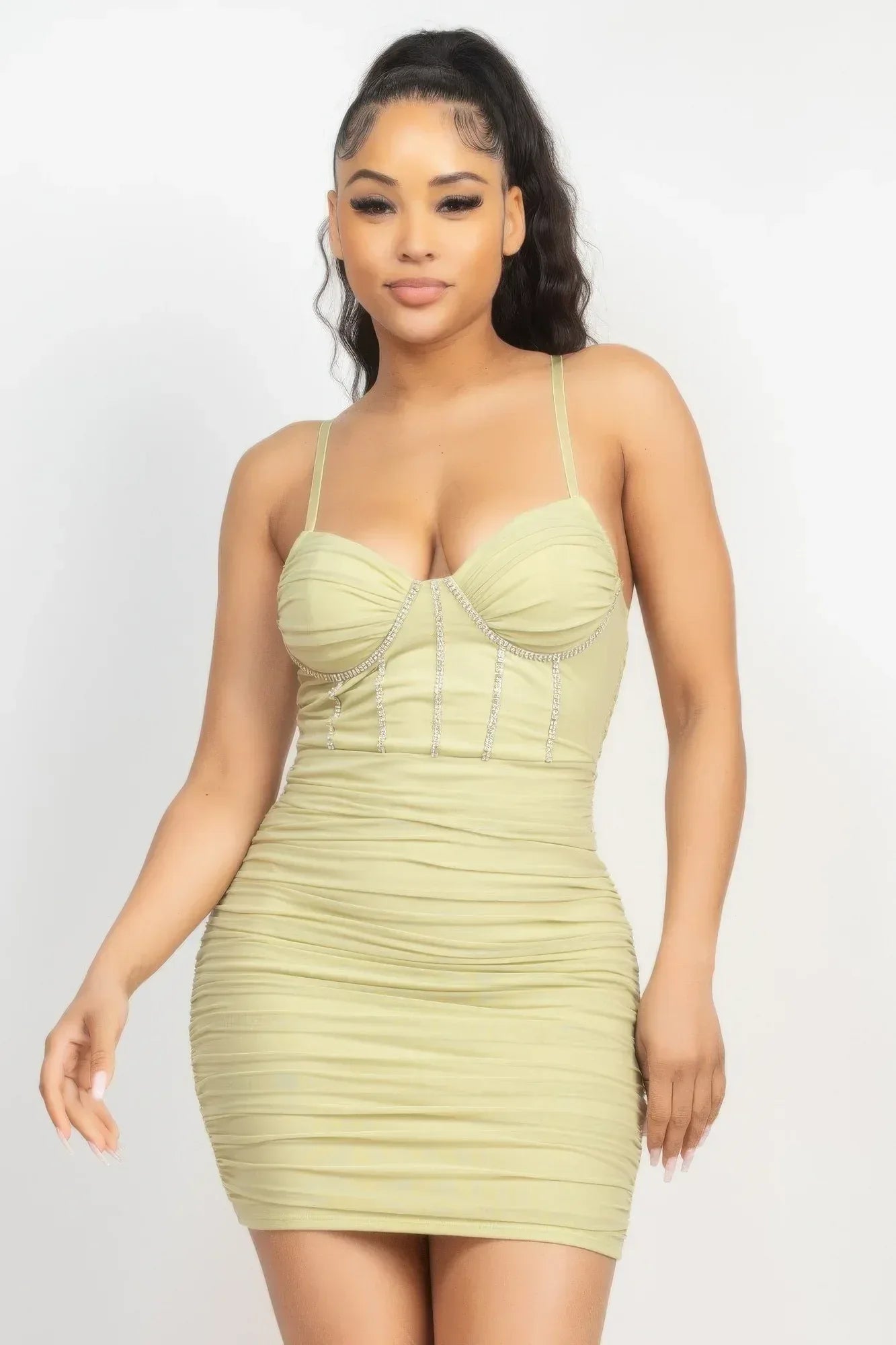 Stone Cami Shirred Bodycon Dress | Mixtshop LLC Main image