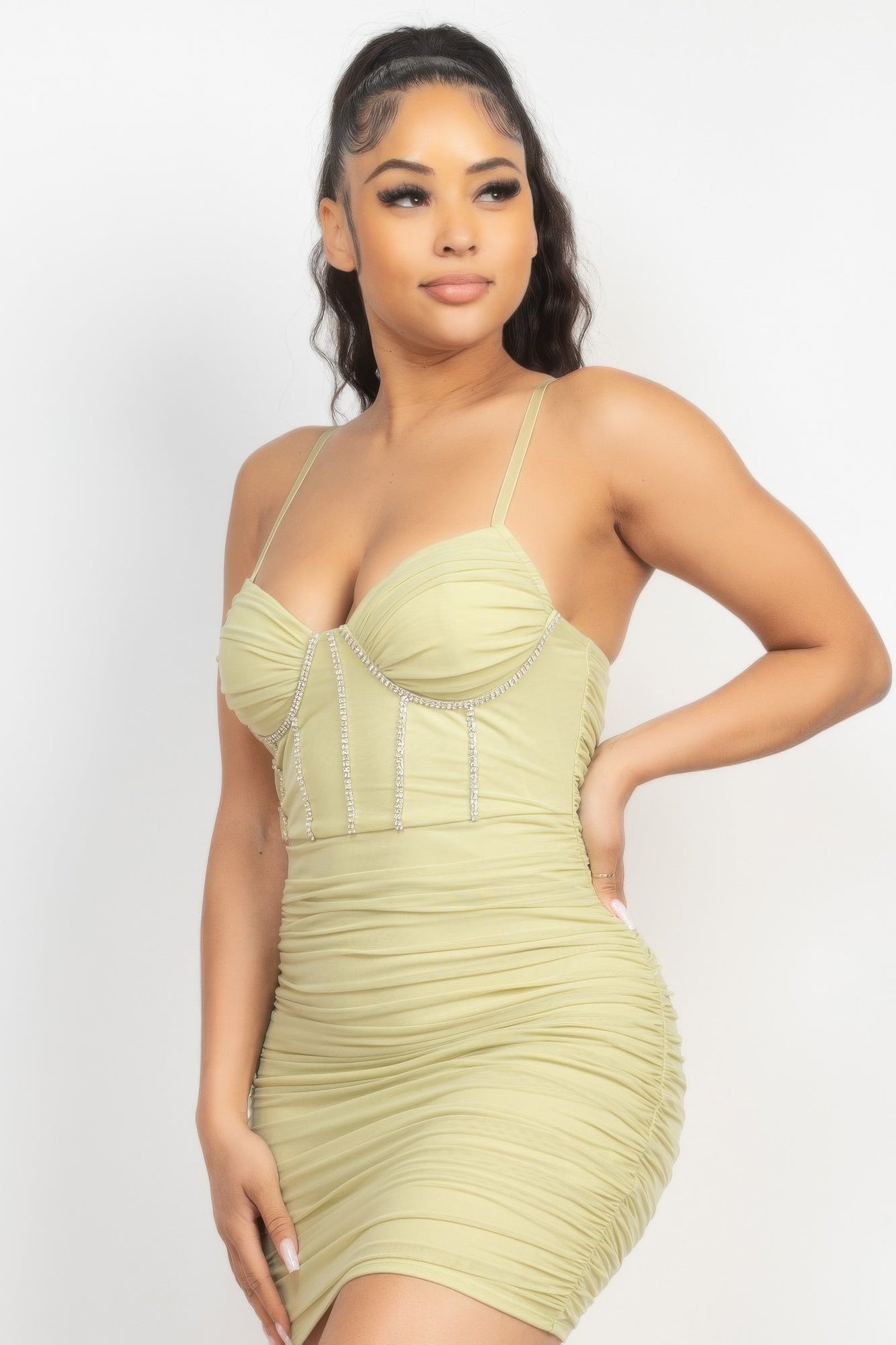 Stone Cami Shirred Bodycon Dress | Mixtshop LLC