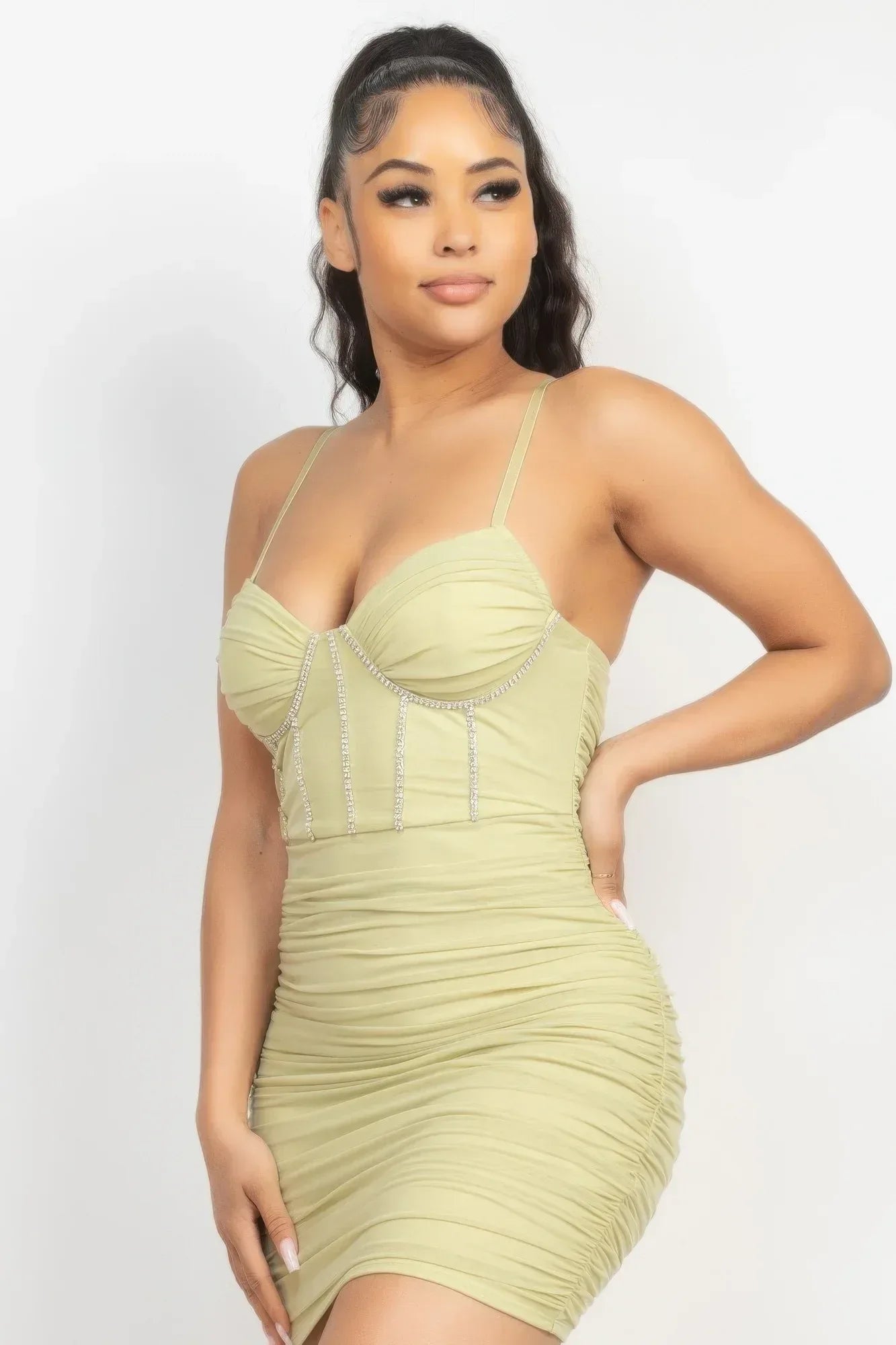Stone Cami Shirred Bodycon Dress | Mixtshop LLC