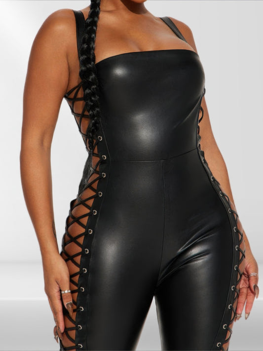 Faux Leather Jumpsuit | Mixtshop LLC