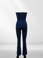 Lace Up Detail Denim Jumpsuit | Mixtshop LLC