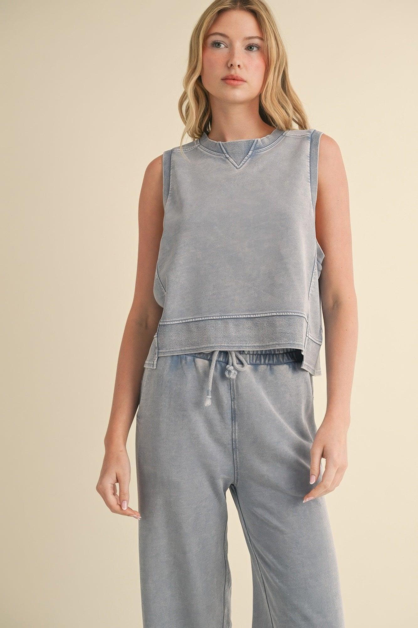 Mineral Wash Sleeveless Top | Mixtshop LLC Main image
