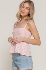 Flower Trim Detail Pointelle Spring Sweater | Mixtshop LLC