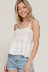 Flower Trim Detail Pointelle Spring Sweater | Mixtshop LLC