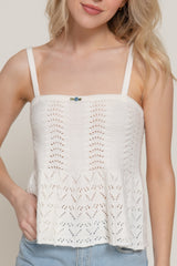 Flower Trim Detail Pointelle Spring Sweater | Mixtshop LLC