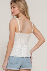 Flower Trim Detail Pointelle Spring Sweater | Mixtshop LLC
