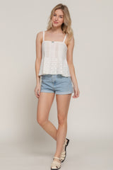Flower Trim Detail Pointelle Spring Sweater | Mixtshop LLC