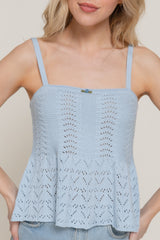 Flower Trim Detail Pointelle Spring Sweater | Mixtshop LLC