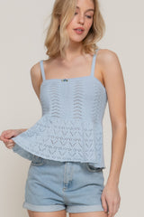 Flower Trim Detail Pointelle Spring Sweater | Mixtshop LLC