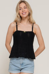 Flower Trim Detail Pointelle Spring Sweater | Mixtshop LLC