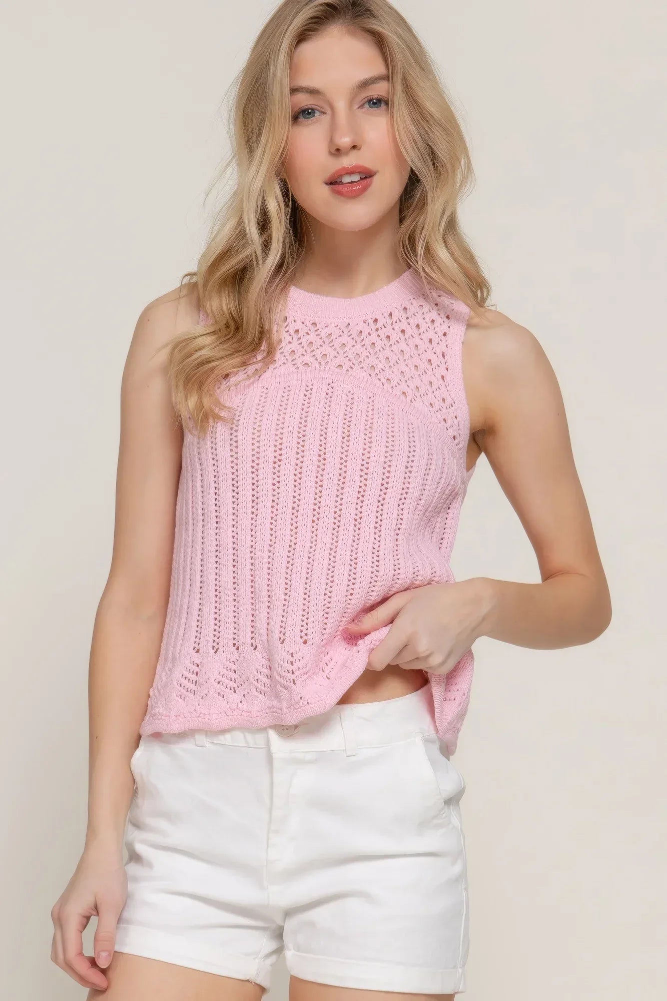 Sleeveless Crochet Spring Sweater | Mixtshop LLC Main image
